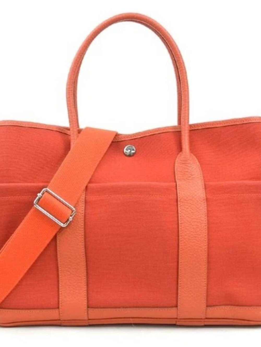 Auth HERMES Garden Party Pocket PM Handbag Shoulder Bag Capusine Country 90275a